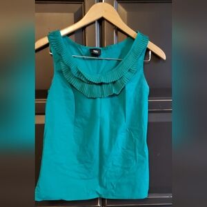 Teal Sleeveless Top with Ruffle Detail